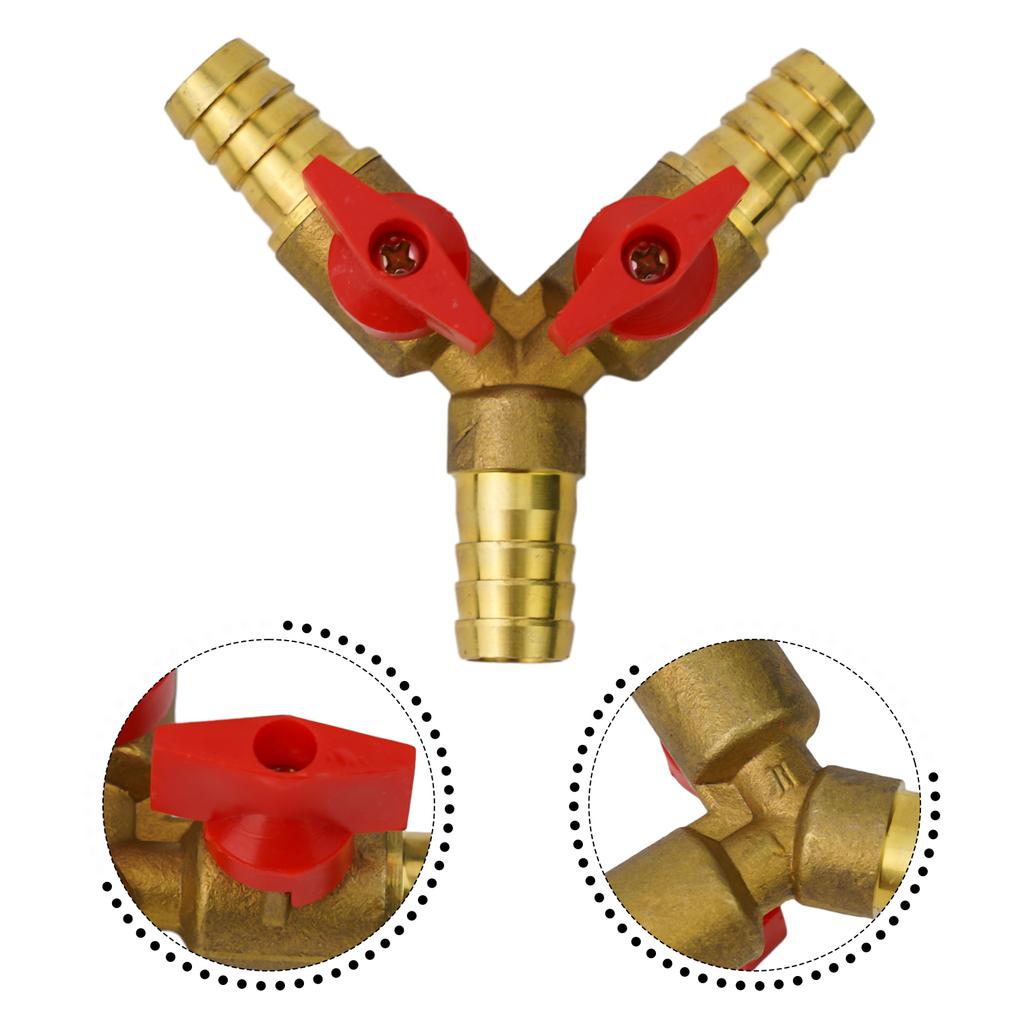 12mm Brass 3 Way Ball Valve Shut Off Valve for Hose Use in For Fuel Air Water Gas Pipe and Aquarium Connection Systems
