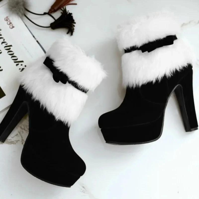 Женская обувь 2024 новая женские ботильоны модные ботинки на молнии сбоку современные ботинки женские высококачественные плюшевые больших размеров обувь для женщин