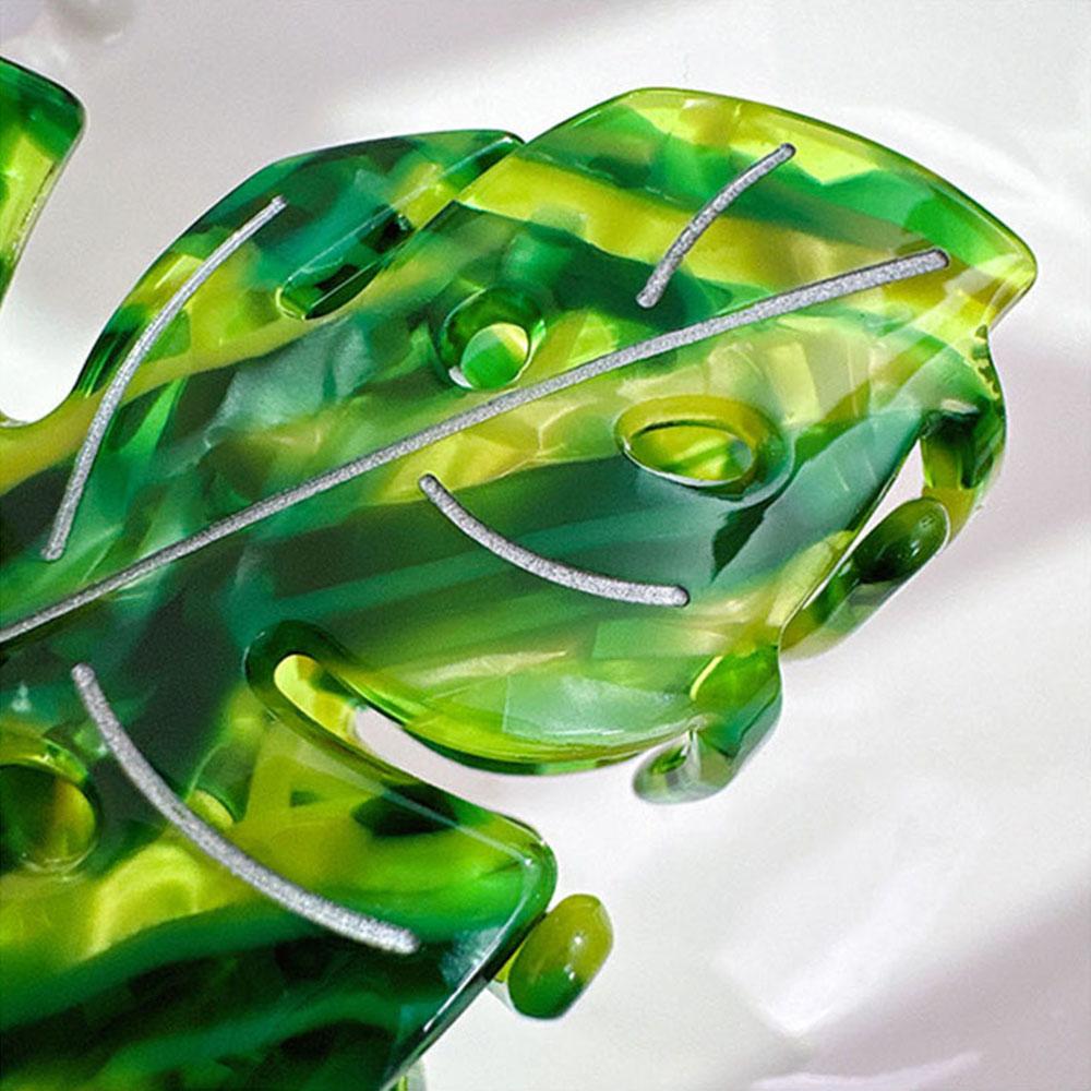 Креативные заколки для волос Green Leaf, женские летние заколки-коготь из ацетата, зеленые заколки-краб большого размера с уксусной кислотой, новые аксессуары для волос