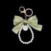 Bowknot Keychains Women's Pearl Chain Big Bow Tie Tote Hanging Ornament Bag Decorations DIY Headphone Case Accessories Kit Chain