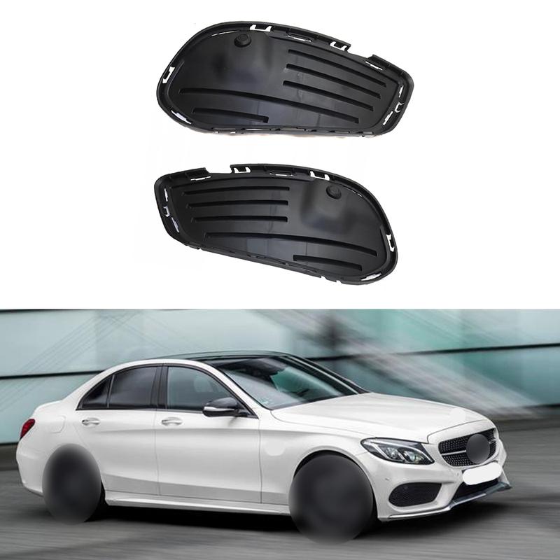 2pcs Front Bumper Fog Lamp Grille Cover Glossy Black Parts For Mercedes Benz C300 C400 C43 C450 2015-2018 2058854123 2058854023