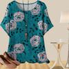 Women's Casual Loose Spring Shirt Women's Short Sleeve Flower Printed Tops