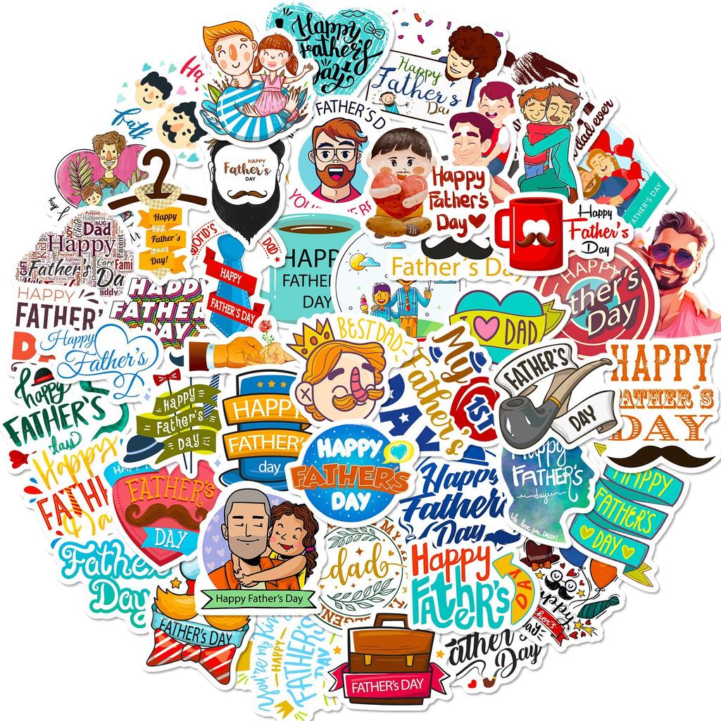 50 Мультяшных Наклеек для Подарка на День Отца, Наклейки для Запечатывания Конвертов, Наклейки для Украшения Подарочной Коробки для Вечеринки