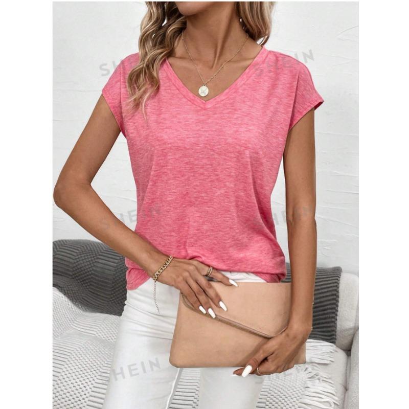 YYFS Женские модные повседневные летние весенние однотонные блузки и рубашки с v-образным вырезом и короткими рукавами с принтом