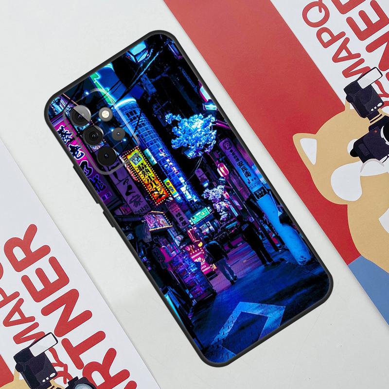Японская эстетика ночного города Чехол Для Samsung Galaxy A34 A54 A14 A56 A36 A16 A06 A13 A53 A12 A22 A32 A52 A35 A17 A15 A55