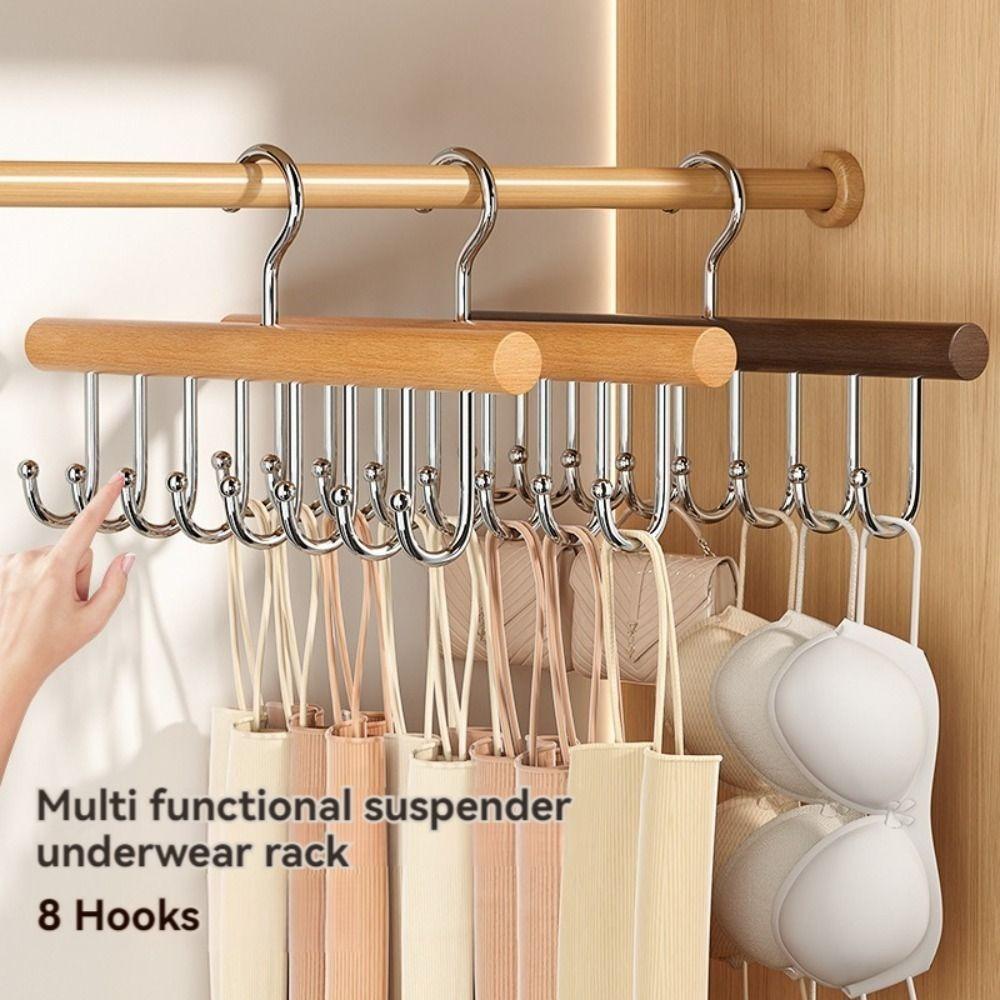 Многофункциональная вешалка для бюстгальтеров 8 крючков Органайзер для одежды Стойка Новая деревянная вешалка для ремней