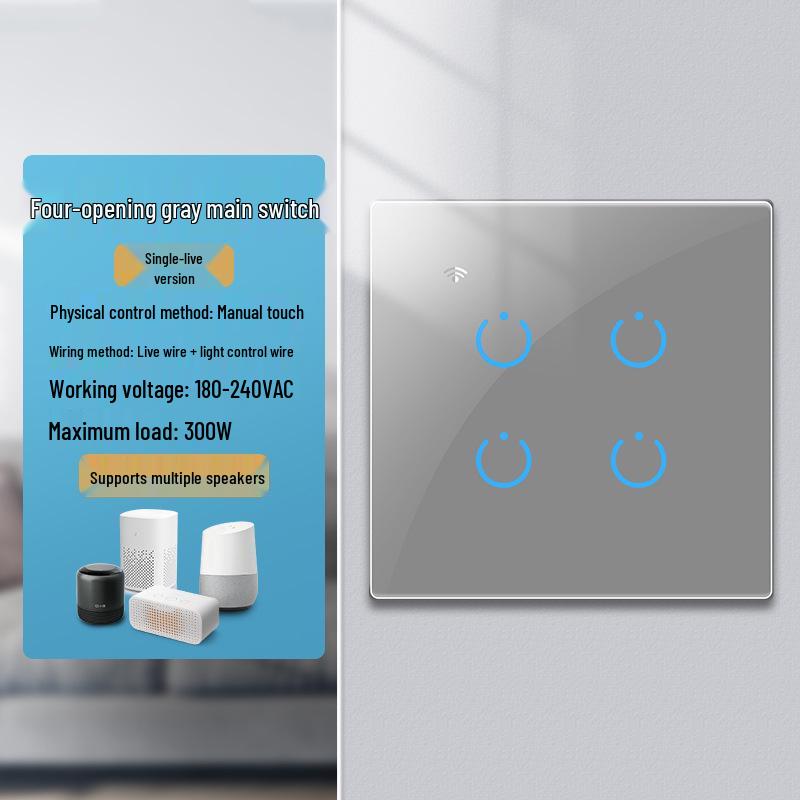 Умный WiFi+RF выключатель Zhengshang C4 Graffiti, стандарт ЕС, с голосовым управлением для Alexa и Google.