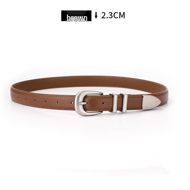 Women's Genuine Leather Cross-Border Waistband: Simple, Versatile, Pure Cowhide Belt for Summer, Black Jeans Style