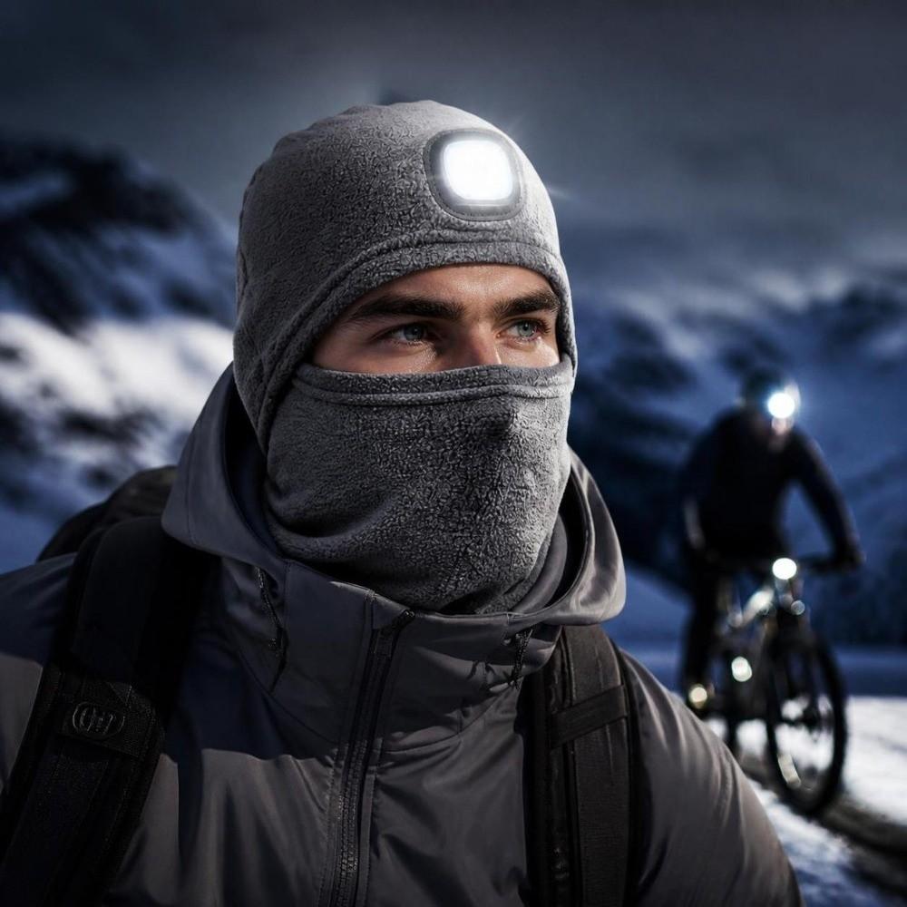 Warm Thermal Headlamp Hat Fleece Lined Winter Running Hat Durable Night Cycling Beanie Winter