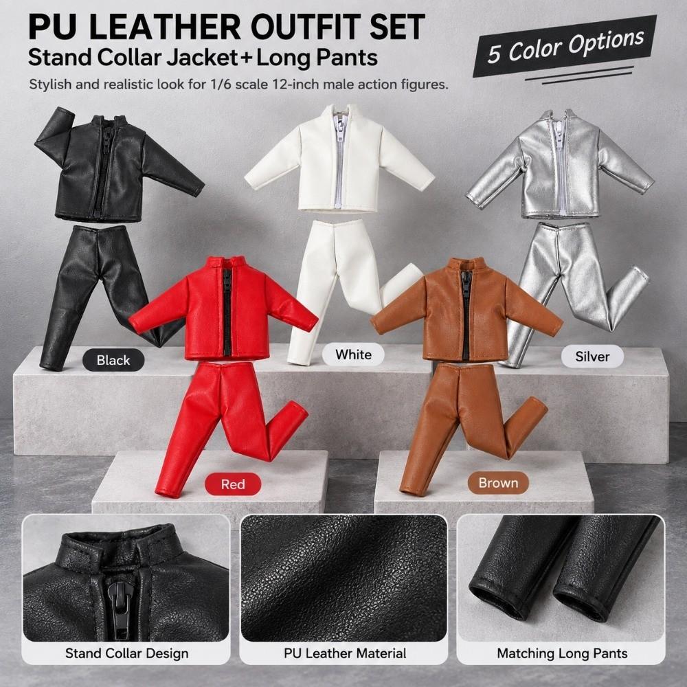 8 Colors PU Leather Jacket Pants Suits For 11.5 Inch Doll/for 1/6 Male Action Figure Dolls