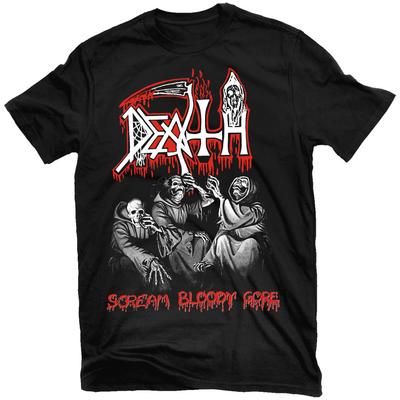 Ретро Футболка Хлопковая Черная Все Размеры с Принтом Группы Смерти Scream Bloody Gore AG568 Унисекс