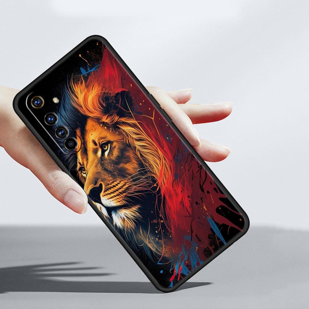 Мягкий ТПУ чехол для Realme C67 C63 C55 C53 C25 C21 10 11 12 13 GT 2 3 5 Pro Plus 5G Ударопрочный чехол для телефона The Lion Fundas Capas