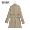MIEGOFCE 2024 Женская весна-осень двубортный длинный тренчкот с лацканами, однотонная повседневная ветровка в британском стиле с поясом F25003