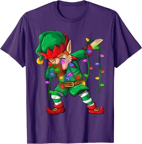 Dabbing Santa Elf Unicorn Christmas Costume Squad Kids Boys Unisex Xmas Gifts TShirt Funny DabbingElf Family Matching Tee Tops