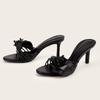 Ins style Bowknot Narrow band Women Slippers Sandals Elegant Summer High heels Mules Slides Female Party Dress Shoes