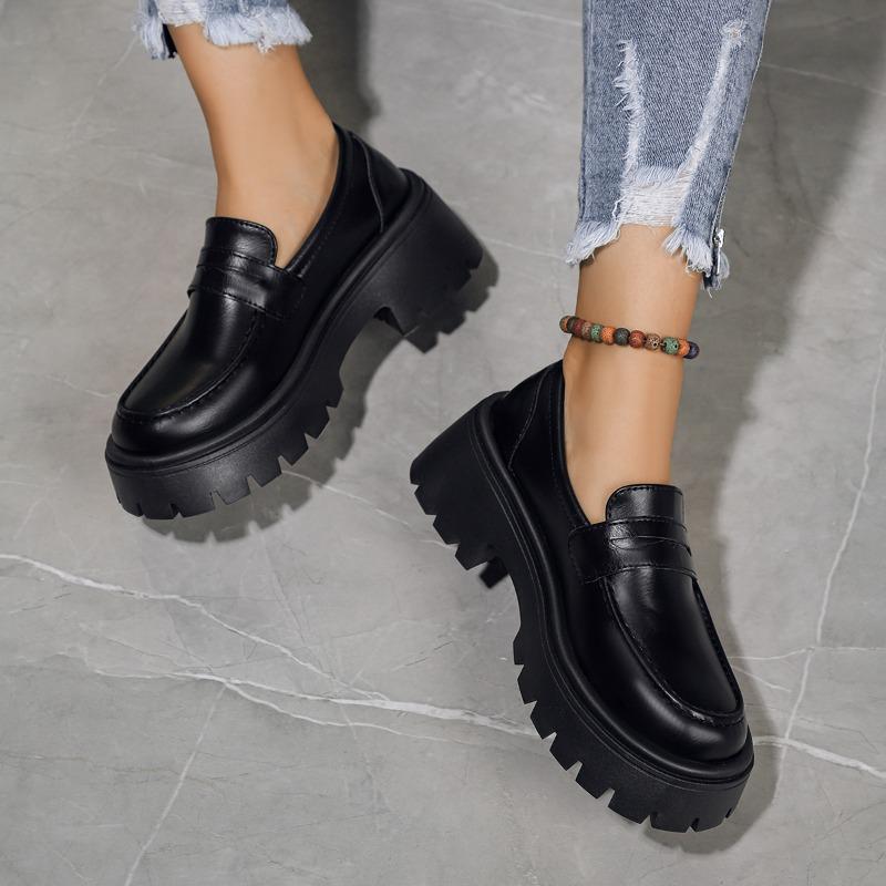 Повседневные лоферы на платформе женские в британском стиле, черные, коричневые кожаные туфли для женщин, удобные слипоны, плоская подошва, большие размеры, zapatos mujer