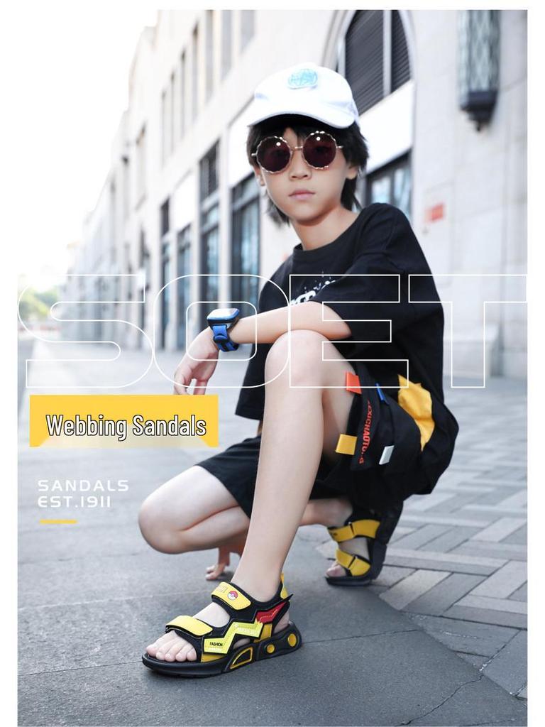 Summer 2025 Boys' Non-slip Sports Sandals: Soft Sole, Lightweight Beach Flip-flops for Kids