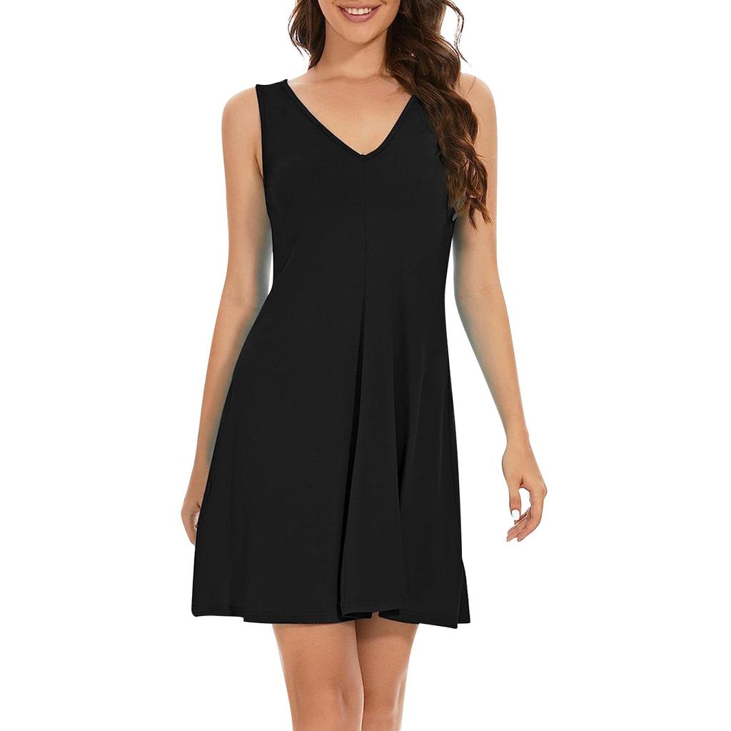 Женская футболка без бретелек с круглым вырезом и коротким рукавом, летние однотонные повседневные модные платья