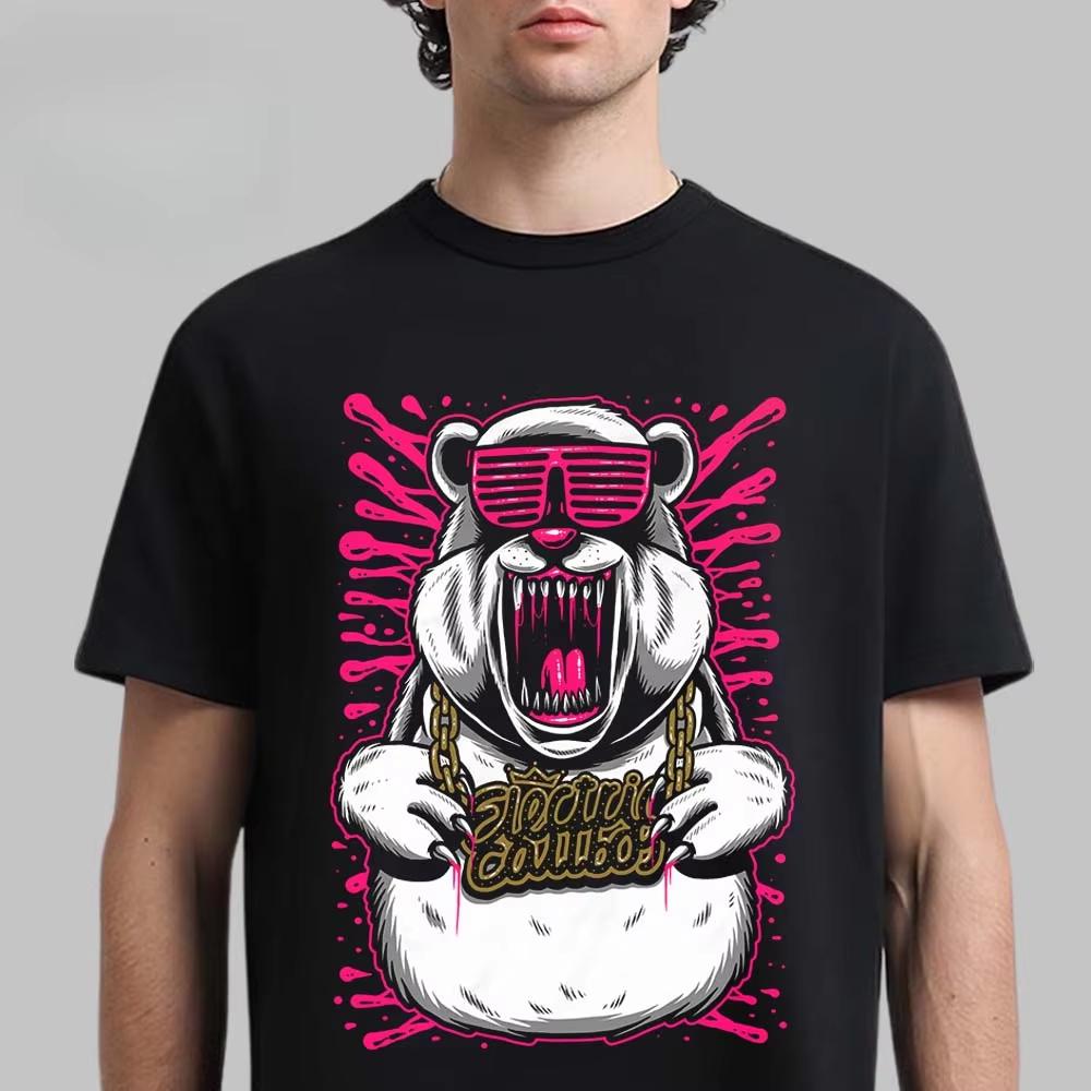 Electric Callboy Cute Lifting Bunny Print Tee Colorful Rainbow Streetwear Casual Unisex