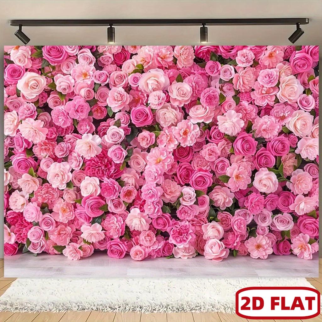 2D flat 1pc rose wall photography polyester background fabric - Gorgeous pink floral design, perfect for parties