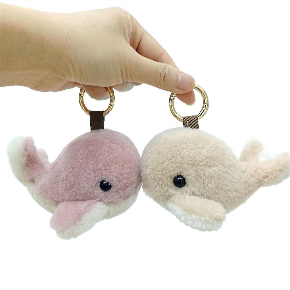 Furry Wool Whale Car Keychain Bag Hangings Whale Keyring Furry Dolphin Keychain Couple Gift
