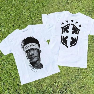 Криштиану Роналду Неймар Звезда американского футбола Принт Хлопковая футболка с коротким рукавом Женская одежда Принт Мода Мужская футболка оверсайз