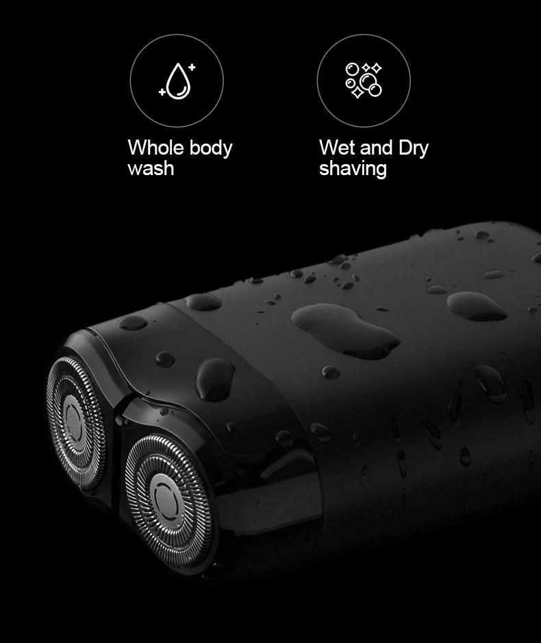 XIAOMI MIJIA S100 Электробритва с двумя лезвиями Портативная бритва для сухой и влажной уборки, триммер для бороды, резак для бороды, USB аккумуляторная для мужчин, бритвенный станок