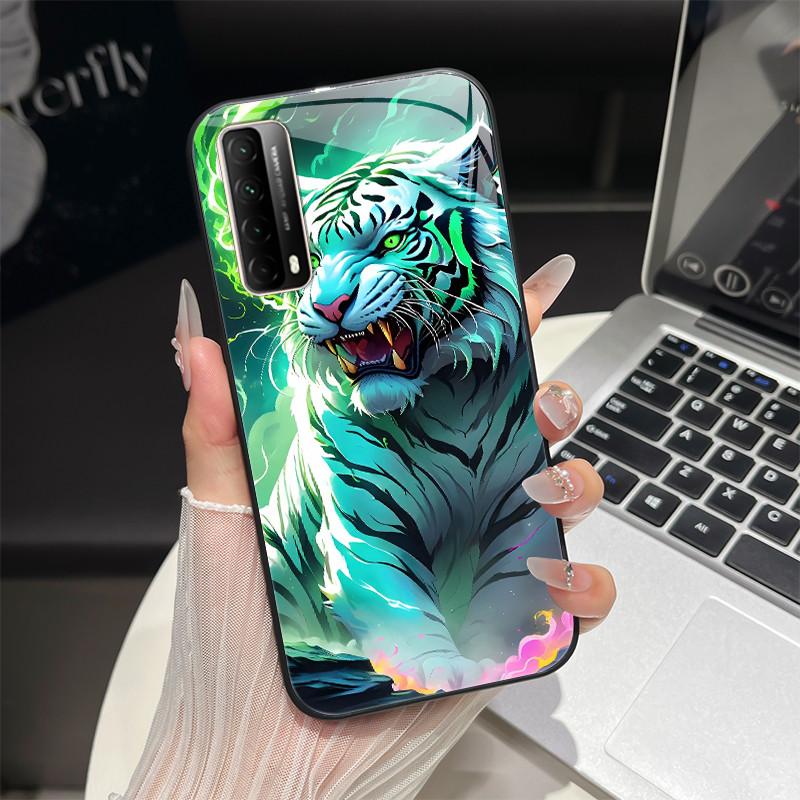 For Huawei P Smart 2021 Phone Case Trendy Fantasy Design Tempered Glass Bumper For Huawei Y7A PPA-LX3 PPA-LX1 PPA-LX2 Back Cover