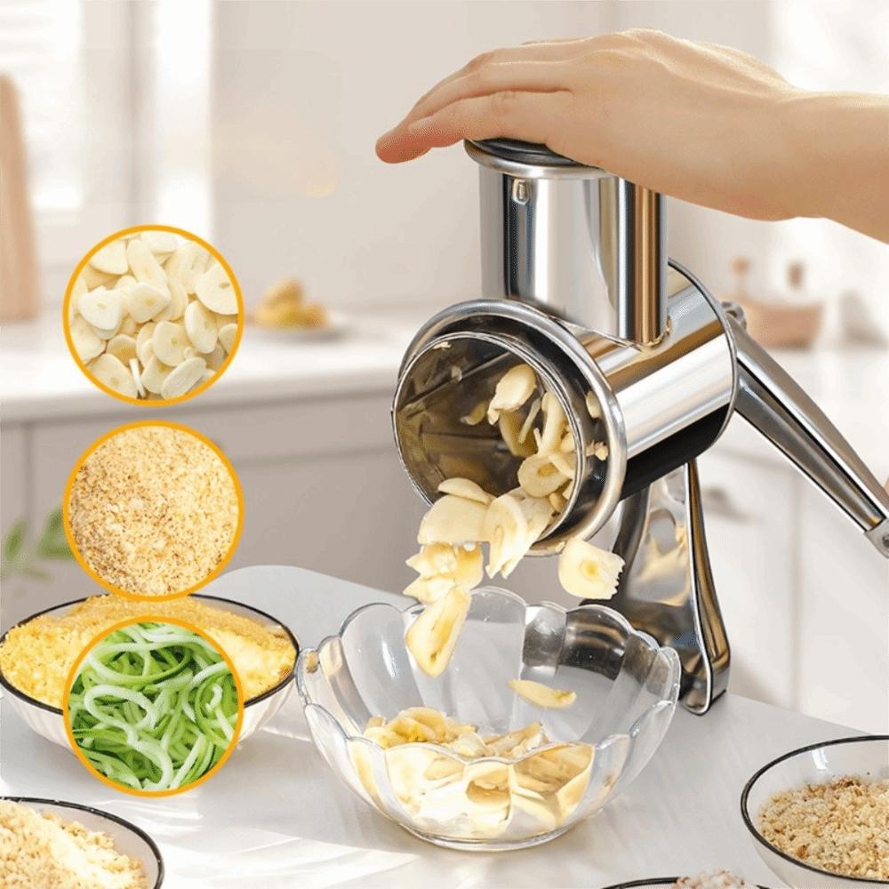 Stainless Steel Cheese Grater with 5 Blades Cheese Shredder Rotary Hand Crank Nut Grinder  Cooking
