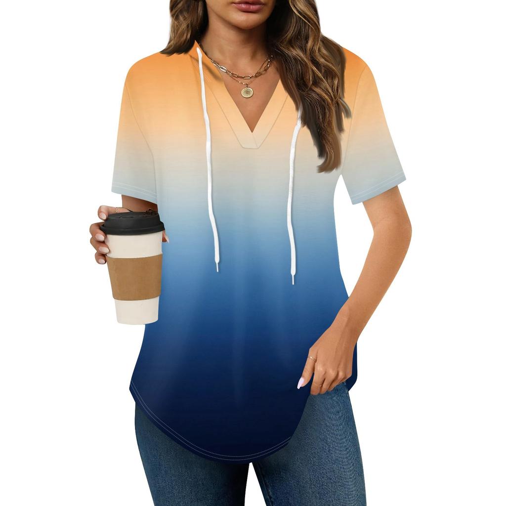 Женские летние футболки с V-образным вырезом, толстовки с коротким рукавом, туники, повседневные свободные туники, толстовки