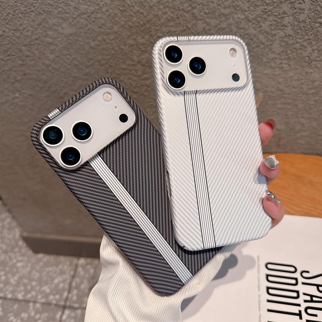 Пластиковый тонкий матовый чехол с текстурой углеродного волокна для iPhone 17 Air 16 15 14 13 12 11 Plus Pro Max, цветная splicing, жесткий бампер