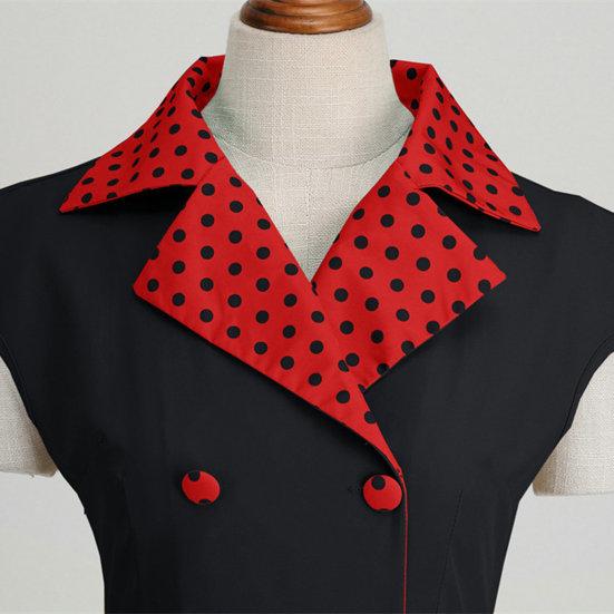 Элегантное женское платье с воротником в горошек и бантом на талии. Милый стиль, повседневное вечернее платье без рукавов с узкой талией. Тонкое женское платье средней длины.