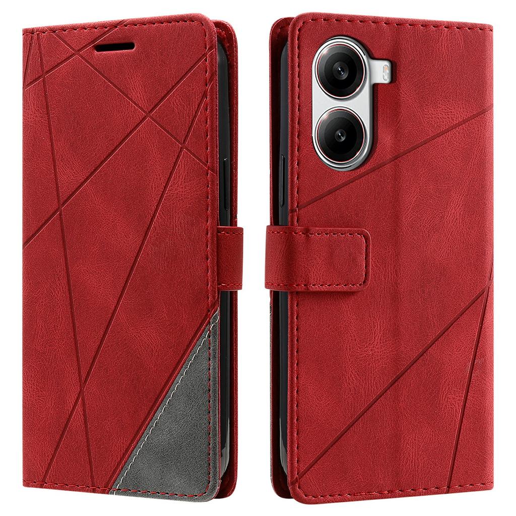 Для Xiaomi Redmi Turbo 4 5G/Poco X7 Pro 5G Чехол с тиснеными линиями, из ПУ кожи, с отделкой, кошелек, чехол для телефона