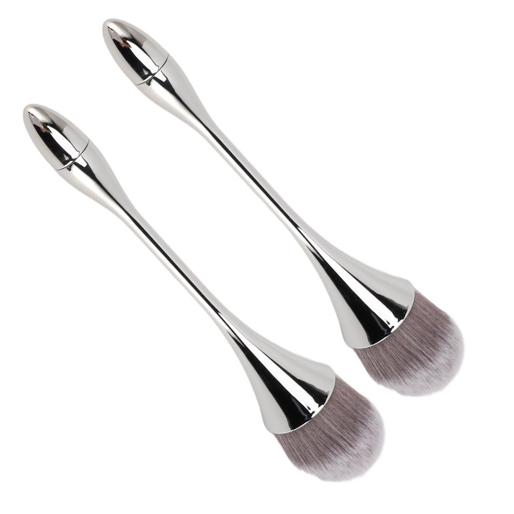 2pcs Soft Bristles Nail Art Powder Brush Ergonomic Handle Powder Remover Brush For Manicure Use