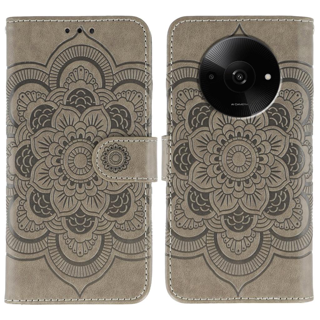 Для Xiaomi Poco C61 4G/Redmi A3 4G Чехол из ПУ кожи с тисненым дизайном мандалы Чехол-кошелек для телефона