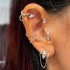 Серьги-гвоздики для пирсинга Daith Helix Flat для женщин из нержавеющей стали с винтовым креплением для хряща, козелка, раковины, мочки уха, модные с цирконом