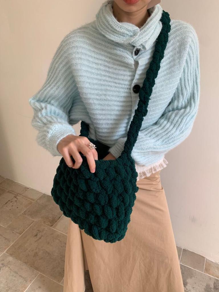 Новая сумка-облако из грубой шерсти Ice Bar, связанная крючком, ручная работа, готовая сумка, самодельная сумка-мессенджер