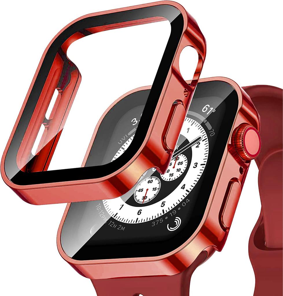 Водонепроницаемый чехол для Apple Watch 7 8 9 45мм 41мм 10 46мм 42мм Защитное стекло для экрана+Чехол-бампер для iWatch 4 5 SE 6 44мм 40мм