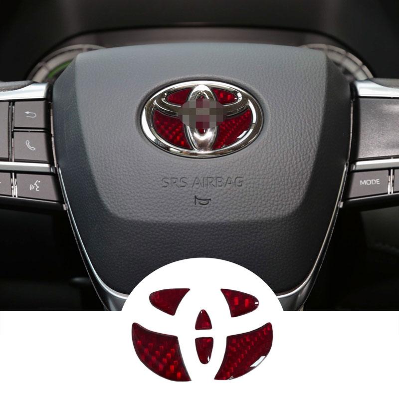 1PCS Carbon Fibe rAuto Logos Sticker Car Steering Wheel Emblem Badge Sticker For Toyota Corolla Camry Yaris Car Accessories