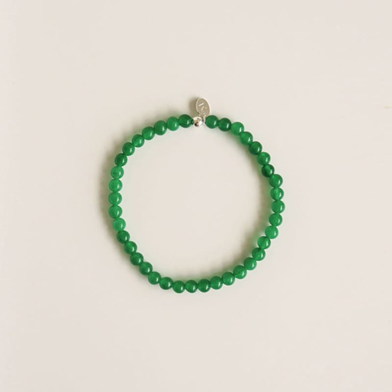 modernlike silver ball natural gemstone bead onyx bracelet coordination black green