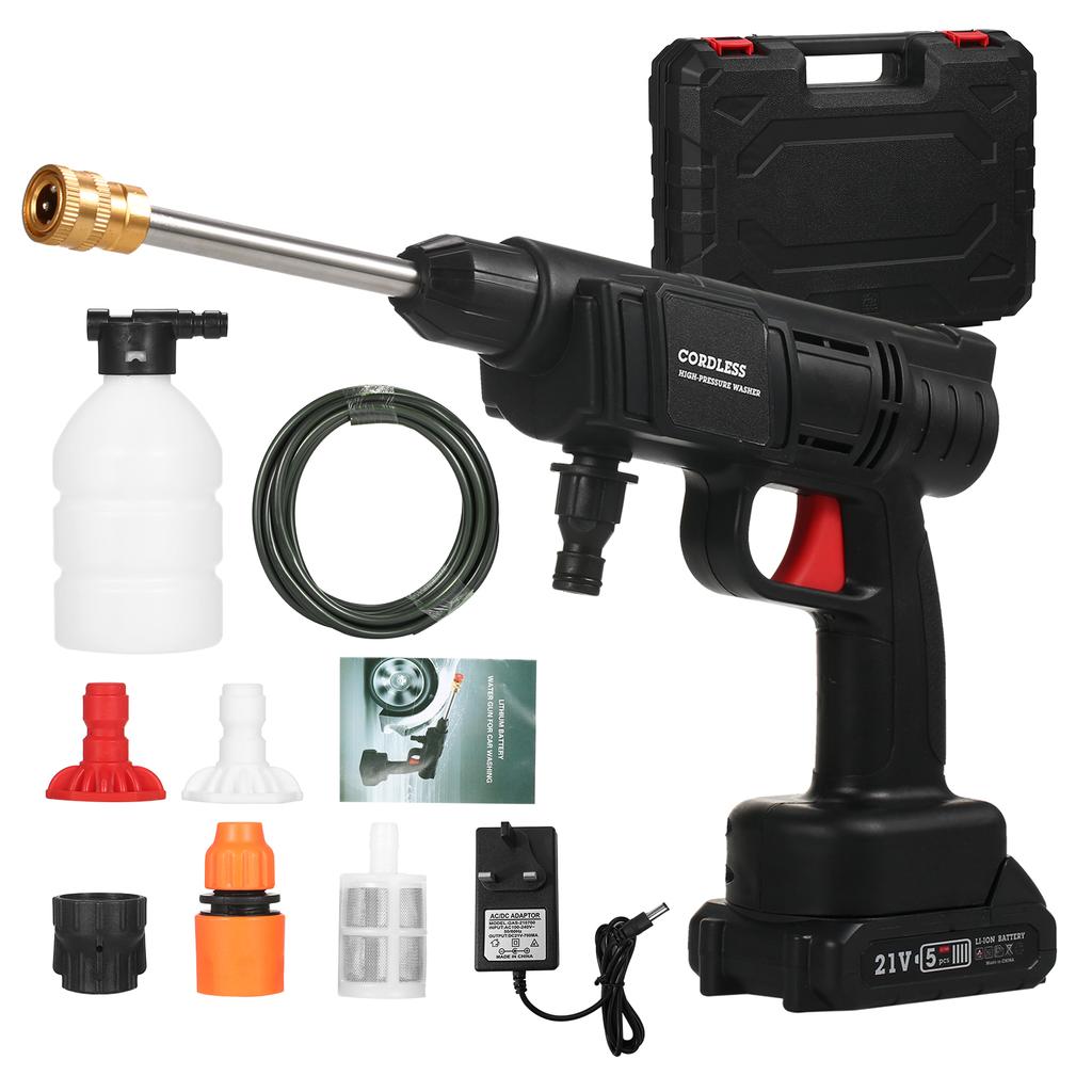 21V Cordless Portable Car Washer Electric High Pressure Cleaner 24.5Bar Car Washing Plant Watering