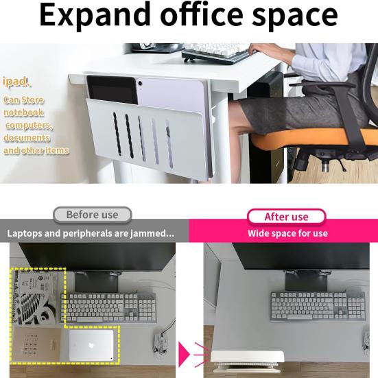 Настольный держатель для ноутбука, без сверления, настольная полка, органайзер для хранения планшетного компьютера, прочная настольная подвесная вертикальная подставка для ноутбука