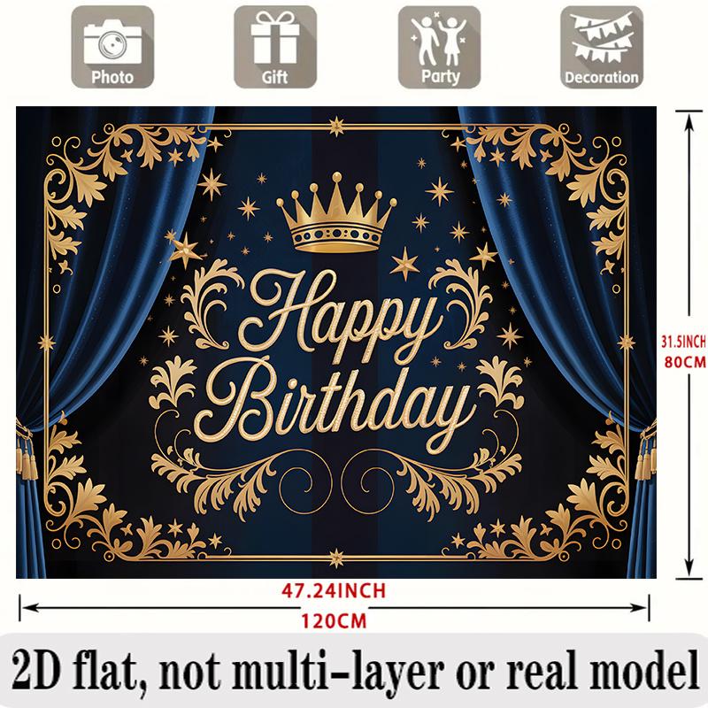 Birthday Party Banner, Elaborate Polyester Backdrop Wall Decor for Celebration