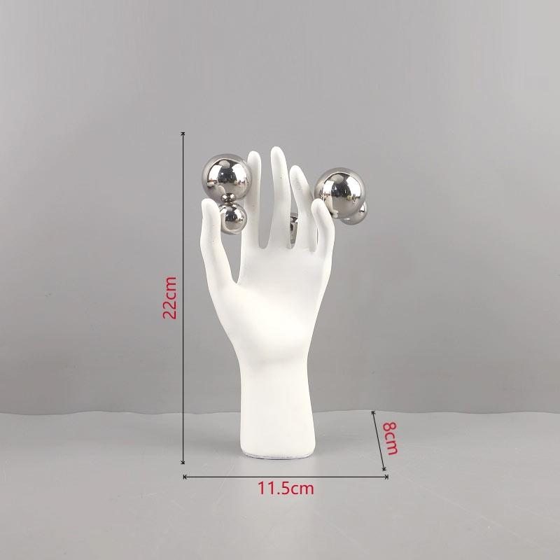 Creative Abstract Figures Sculpture Room Aesthetics Decor Golden Ball Decorative Character Hand Palm Crafts Desk Decoration