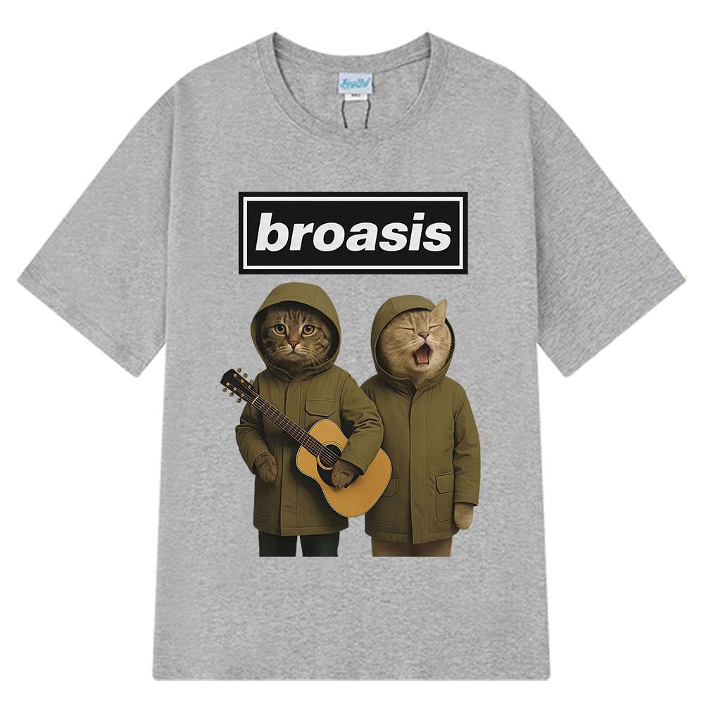 Camiseta De Hombre Con Un Divertido Estampado De Gatos Estilo Hiphop Unisexga Corta Corte Holgado Informal Estilo Urbano