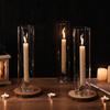2 Pieces Tall Candle Holder Cylinder Glass Flower Vase Versatile Windproof Column
