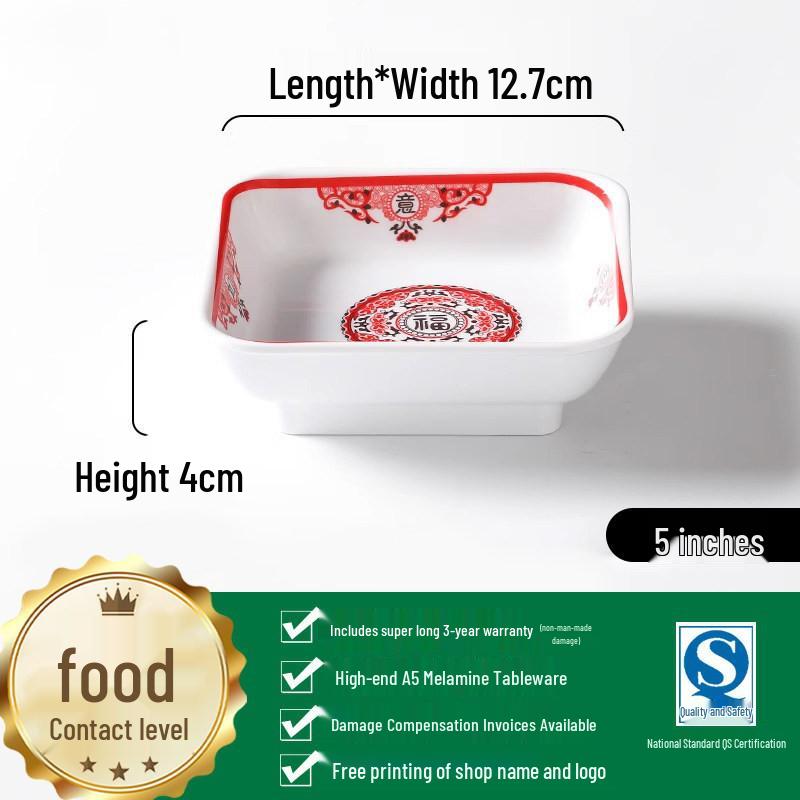 Commercial Melamine Round Plate: Imitation Porcelain for Restaurant Fried Noodles, Cold Dishes, Snacks, Rice Bowl, and Fast Food.