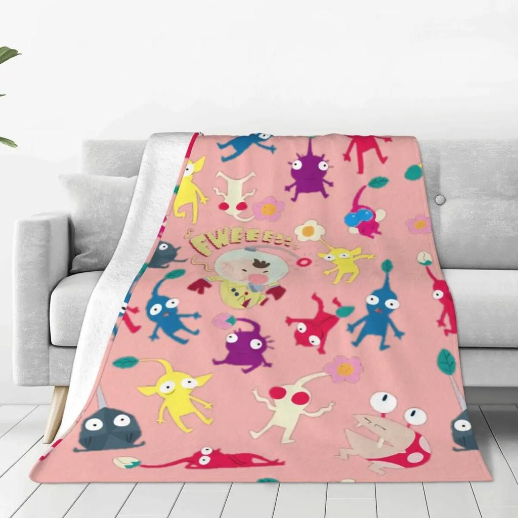Multifunction Funny Pikmin Fweeee Blanket Accessories Home Decorative Throw Blankets Lightweight Thin Fleece for Couch