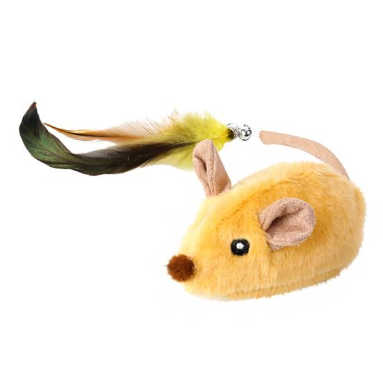 Электрическая игрушка-мышь для кошек, интерактивная плюшевая мышь с дистанционным управлением, перезаряжаемая автоматическая движущаяся игрушка для кошек с перьевым хвостом