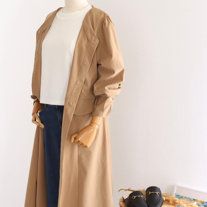 Shop Women No Collar Waist Belt Front Button Pocket Midi Long Dress Cat Wdr 12